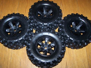 Fit Traxxas 8S 1/5 X-Maxx Sledgehammer pneus à ceinture et roues noires collées 77096-4 - Photo 1 sur 4