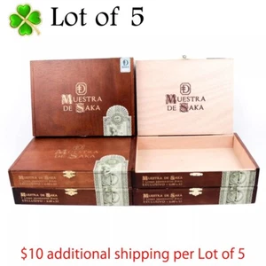 Lot of 5 Muestra De Saka Exclusivo Empty Wood Cigar Box 10" x 7.25" x 1.5" - Picture 1 of 12