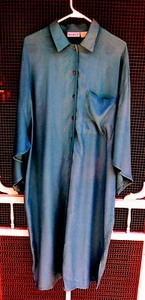 Coat Dress, Womens, Size Medium, Mixit Brand, Blue Rayon, Dolman Sleeves,  - Picture 1 of 7