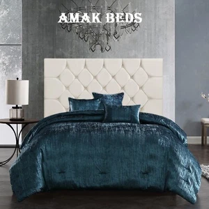New Plush Velvet Chesterfield Headboard 20" 24" Height 3FT 4FT 4FT6 5FT 6FT - Picture 1 of 13