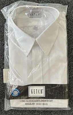 E5536 Ketch Long Sleeve Button Up WHITE Shirt Gentleman's Cut Regular 15 32/33 - Image 1 of 4