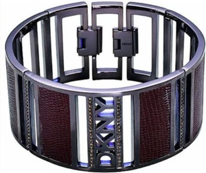 DKNY Donna Karan Armreif NJ1214 Armband Edelstahl Leder DKNY Verpackung - Bild 1 von 2
