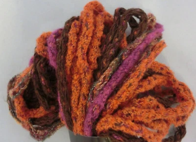 (98 €/kg): 50 g Austermann TORINO, Fb.5 pink/rost/braun,dickes Effektgarn #2715 - Bild 1 von 2