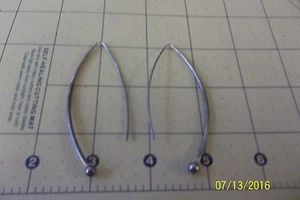 Sterling Silver Long Dangle Bead Ball Earrings a57 - Picture 1 of 5