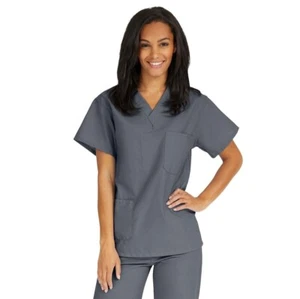 AngelStat Reversible V-Neck Scrub Top Charcoal Medline 610NCC - Picture 1 of 2