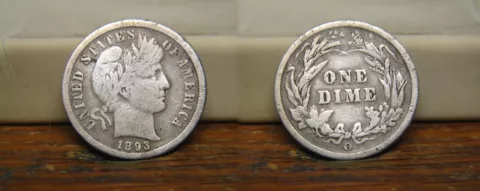 1893 O BARBER LIBERTY HEAD SILVER DIME 1893O US COIN Cover