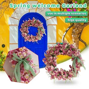 Guirnalda Pring Flor Puerta Llamador Día Timbre Día Forma de Corazón Alambre Corona Marco - Imagen 1 de 9
