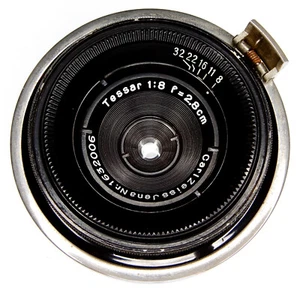 Contax RF Carl Zeiss Jena Black & Nickel 2.8cm f8 Tessar #1632006 - Picture 1 of 12