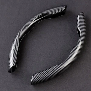 2x Accesorios de moldura de cubierta antideslizante elevador de volante de coche de fibra de carbono negro - Imagen 1 de 12