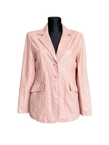 BALMAIN Vintage Women’s Jacket 100% Leather Petal Pink Made In France Sz S/M - Picture 1 of 7
