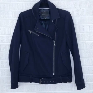 Banana Republic Womens XSmall XS Navy Blue Biker Moto Jacket Cotton Asymmetrical - Picture 1 of 11