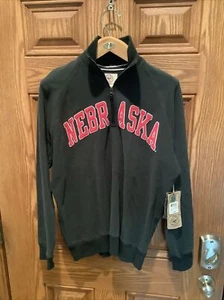 Men's Forty Seven Brand Nebraska Sweatshirt Sz L Black w/Red 1/4 Zip NWT - Picture 1 of 11