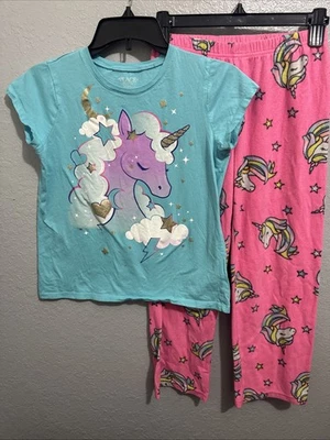 The Childrens Place Pajama Pants Girls Size L With Unicorn Shirt XL 14 - Image 1 of 4