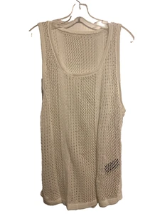 Edonwe Size Medium Crocheted Knit Tank Top Sweater Off-white Viscose NWOT New - Picture 1 of 4