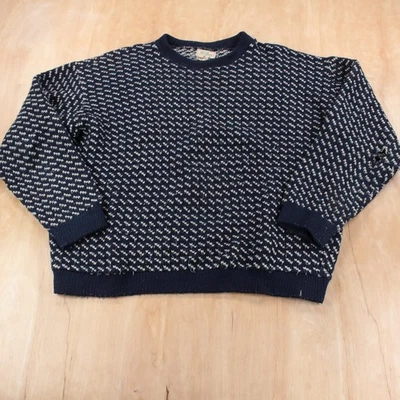LL BEAN nordic birdseye wool sweater XL vtg 70s 80s Norway script cursive logo - Image 1 of 4