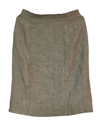 MaxMara Falda Marrón Tweed Lápiz Lino 8 Foto 1 de 4