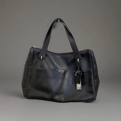 Cartera de mano de cuero negra Rolfs GC Foto 1 de 4