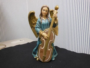 Vintage Carved/Hand Painted Wood Angel Statue  South American 8 3/4" - Picture 1 of 14