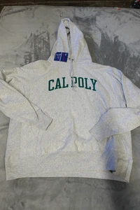 Champion Cal Poly Mustangs XL Gray Reverse Weave Fleece Pullover Hoodie NWT - Picture 1 of 8