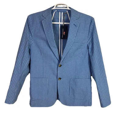 VINEYARD VINES MENS SEERSUCKER SPORT COAT, CORNFLOWER BLUE CHECK, NWT MEDIUM - Image 1 of 4