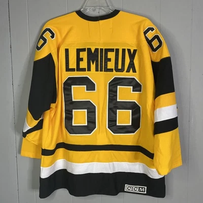 Vintage Mario Lemieux Pittsburgh Penguins NHL Hockey Jersey CCM Size 50 Strap - Image 1 of 4