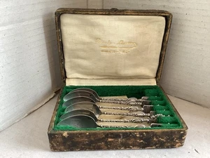 Rare Unique Set Of Boxed French Silver Tea Spoons, c1917, With Covering Note. - Picture 1 of 14