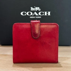 Portafoglio vintage Coach 4886 Continental pochette pelle rossa bifold incorniciato Kisslock - Foto 1 di 10