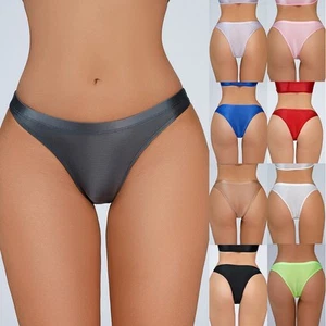 Underwears Glossy High Knicker M~2XL Oil Panties Seamless Sexy Shiny Tanga - Picture 1 of 58
