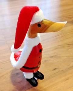 Novica Indonesia Holz Ente Weihnachtsmann 9" Figur Weihnachten - Bild 1 von 7