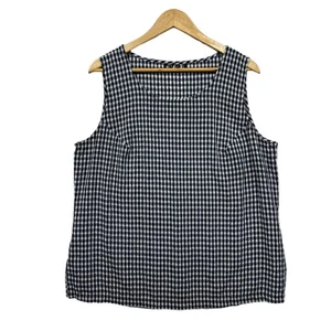 Vintage JAZ Top Size 14 16 18 Black White Gingham Check Sleeveless Made in Aust - Bild 1 von 8