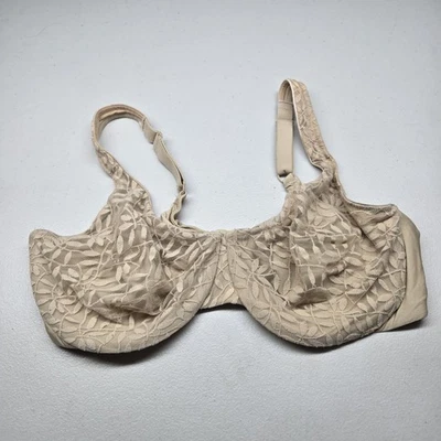 Olga By Warner's 女式文胸 42DD 米色花卉迷你内衣钢圈蕾丝 — 第 1/4 张图片