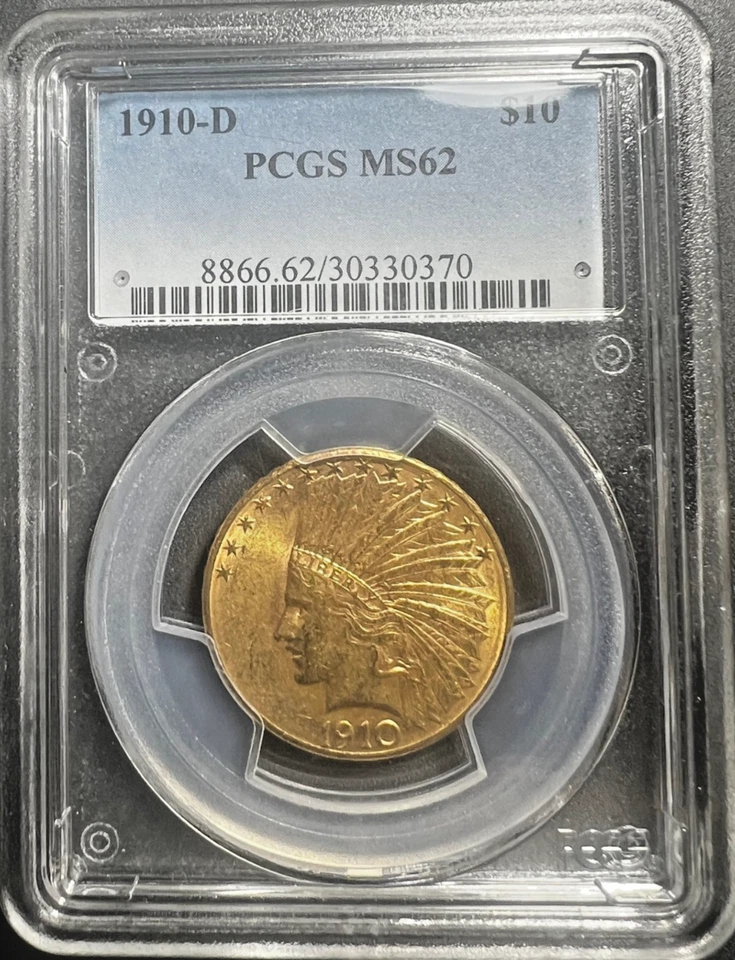 1910-D INDIAN $10 PCGS MS62 ~ Most Beautiful of The Gold Coins! - Image 1 of 4