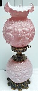 LARGE 25" FENTON POPPY Gone with the Wind, PINK ENCASED white Glass GWTW EUC