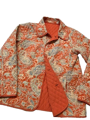 Jaqueta Cervelle Reversível Tamanho Grande Vintage Y2K Retrô Laranja a Bolso Paisley - Imagem 1 de 4