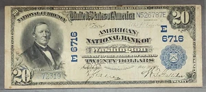1902 $20 American National Bank of Washington, DC Large Note (2337) - Picture 1 of 2