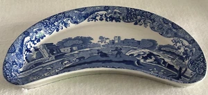 Copeland Spode's Italian Crescent Shaped Side Salad Desert Plate Blue & White - Picture 1 of 10