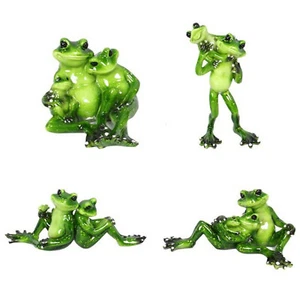 4 x 13cm Frog Families Ornament Statues Figurine Garden Sculpture Marble Finish - Bild 1 von 5