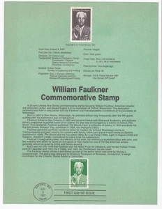First Day of Issue Commemorative Stamp William Faulkner 1987 Oxford MS 8x10 - Picture 1 of 1