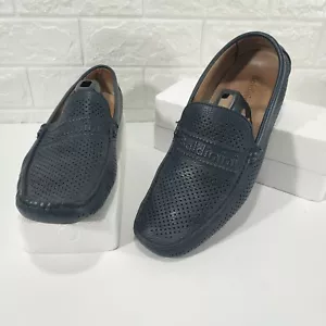 Mocassini Baldinini Blu Navy Pelle Mocassini Uomo US 10,5 EUR 43 Made In Italy - Foto 1 di 11