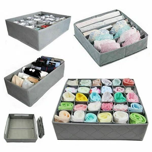 3 x Foldable Underwear Sock Bra Tie Draw Divider Organiser Storage Container Box - Picture 1 of 12