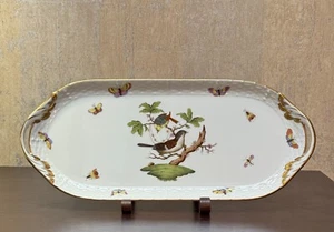 Herend Hungary Rothschild Birds Porcelain 14" Sandwich Tray #436 - Picture 1 of 8