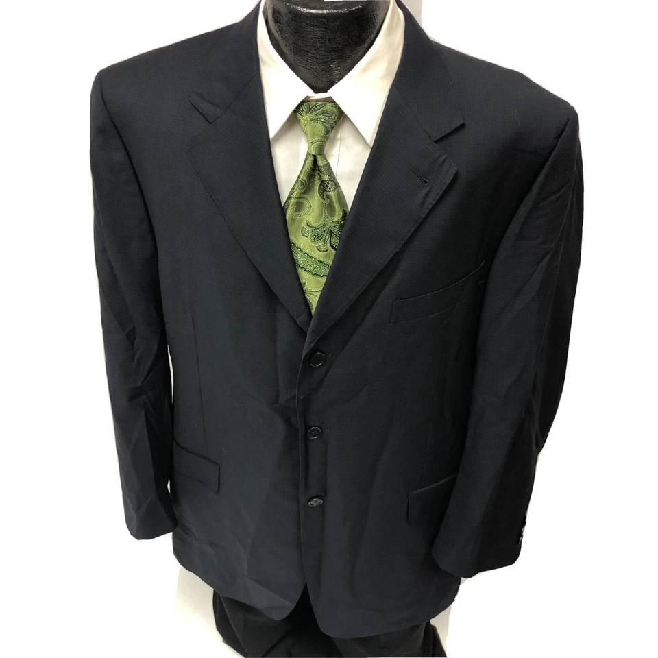 Canali Proposta Dark Navy BLUE Sport Coat GRID Check Jacket Wool Blazer 44 R - Image 1 of 4