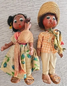 PEDDLER COUPLE W/BABY, MEXICAN FOLK ART, 1980 TOURISTA DOLLS, GOOD-LOOKING! - Picture 1 of 2