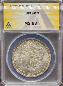 1891-O $1 Morgan Silver Dollar ANACS MS 63 - Picture 1 of 4