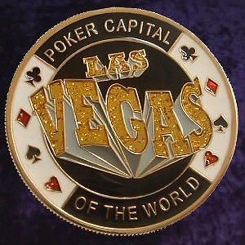 Card Guard Gold "Las Vegas" - Poker Texas Hold'em - Placcato Oro - Lucky Coin - Immagine 1 di 1
