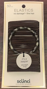 Scunci No Damage feine Haargummis mit Bonus Ring Halter braun - 50er Pack - Bild 1 von 1