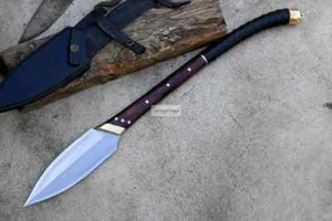 Custom Handmade Carbon Steel Blade Leaf Spear Sword - Hunting Spear Camping - Picture 1 of 8