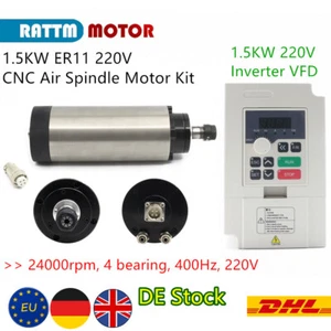 【DEU】1.5KW 220V Air Cooling Spindle Motor 65mm ER11 24000RPM+ 1.5KW VFD Inverter - Bild 1 von 8