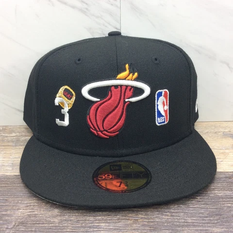 New Era Miami Heat 59FIFTY Count The Ring Fitted Hat Cap Hat Size 7 3/4 Cover