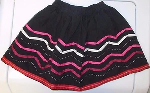 Youth Girls 6 - 8 Years 120 Hanna Andersson Black Pink Red Ribbon Accent Skirt - Picture 1 of 4